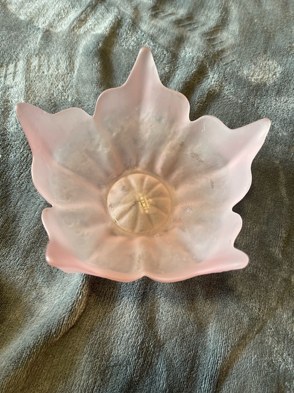 Vintage Viking Glass Frosted Pink Lotus Bowl 10” With Original Label